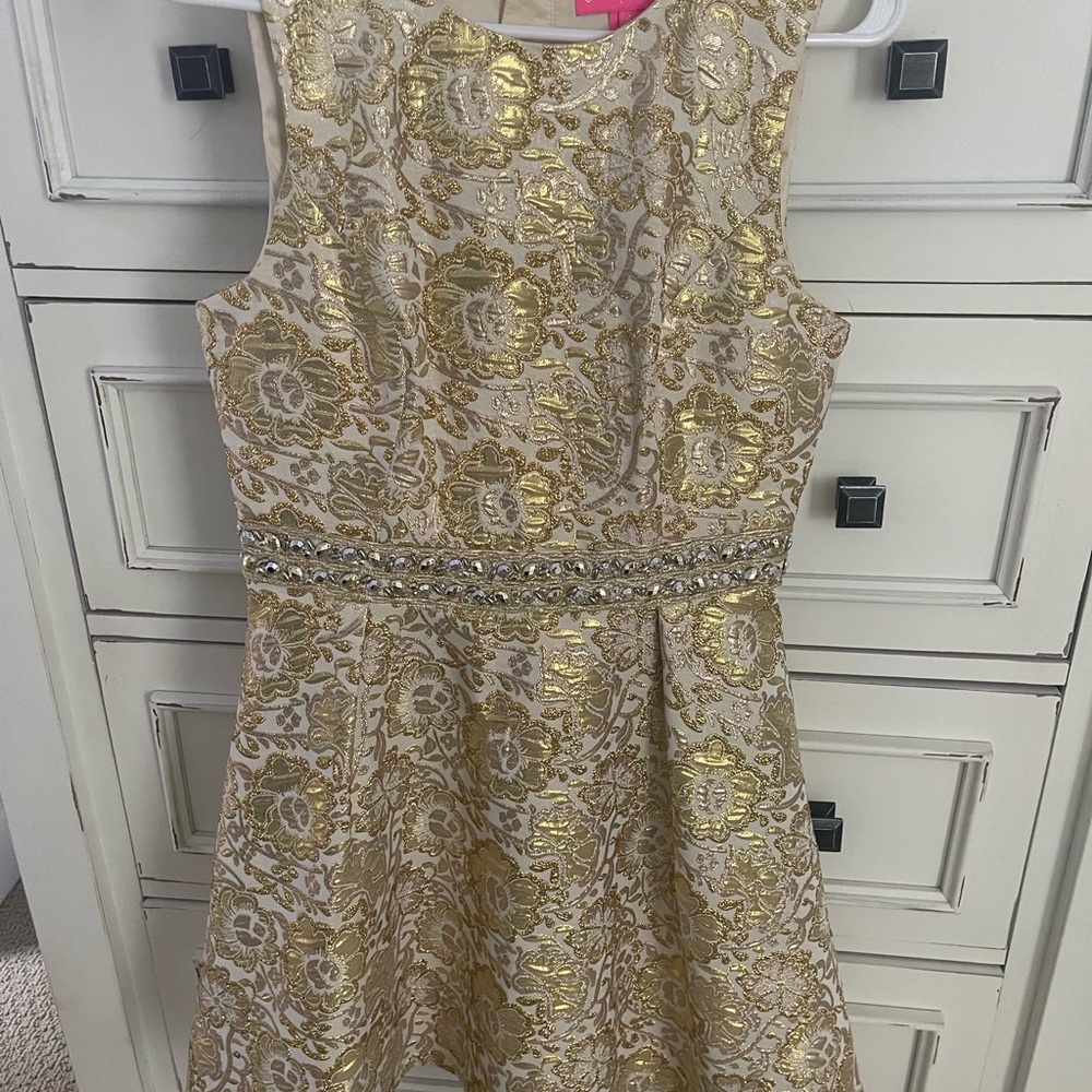 Lilly Pulitzer Gold Floral Midi Dress